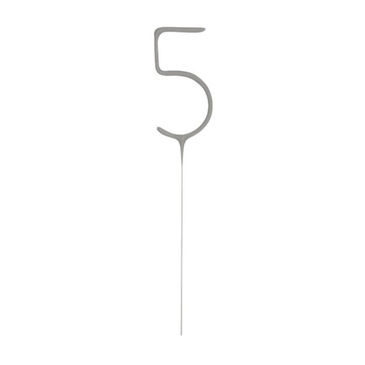 Silver Party Sparklers Number 5 Candle