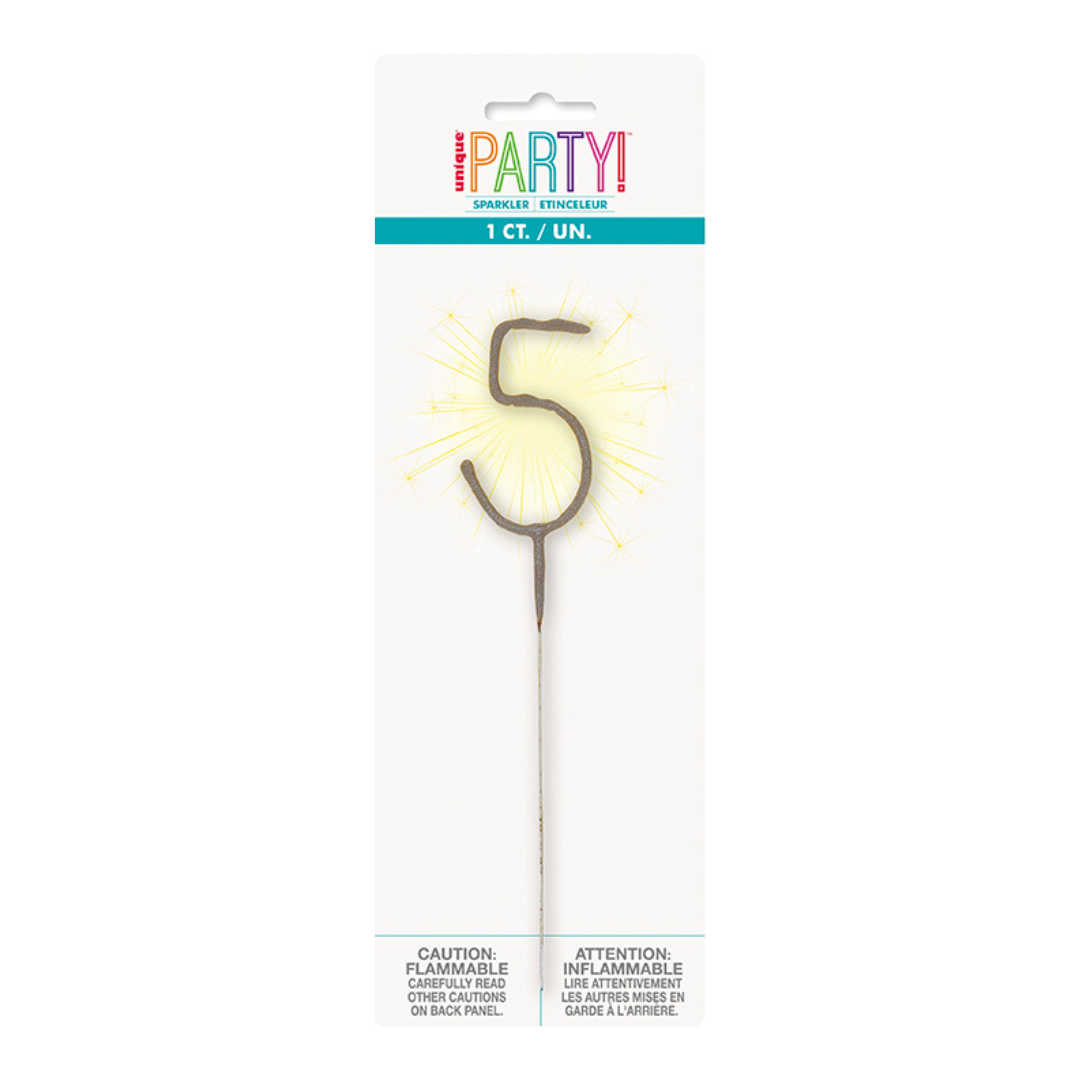 Silver Party Sparklers Number 5 Candle
