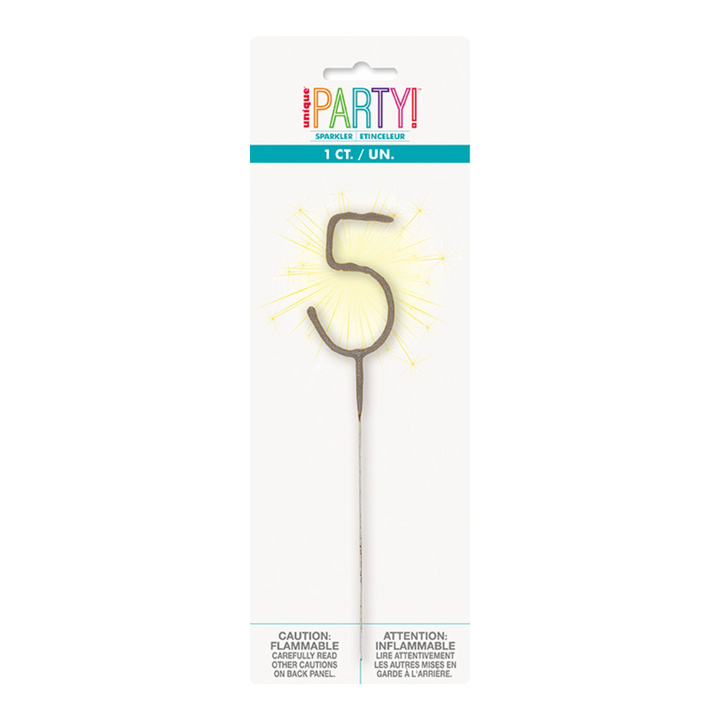 Silver Party Sparklers Number 5 Candle
