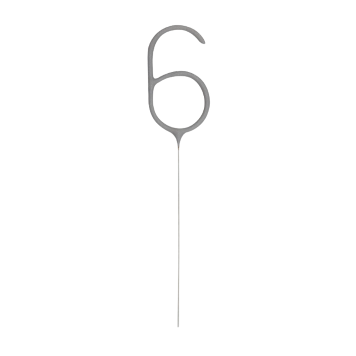 Silver Party Sparklers Number 6 Candle