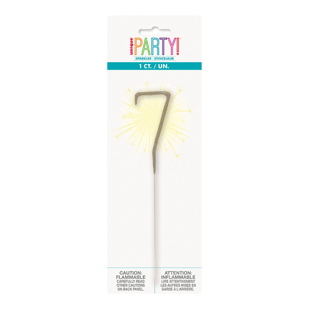 Silver Party Sparklers Number 7 Candle