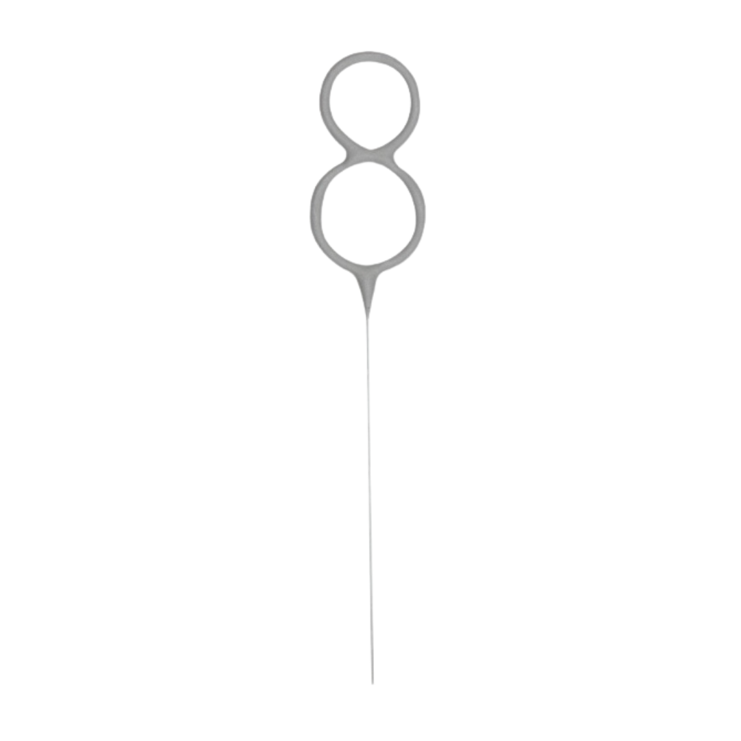 Silver Party Sparklers Number 8 Candle