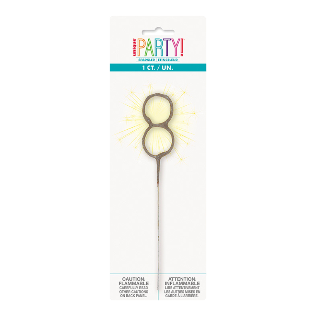 Silver Party Sparklers Number 8 Candle
