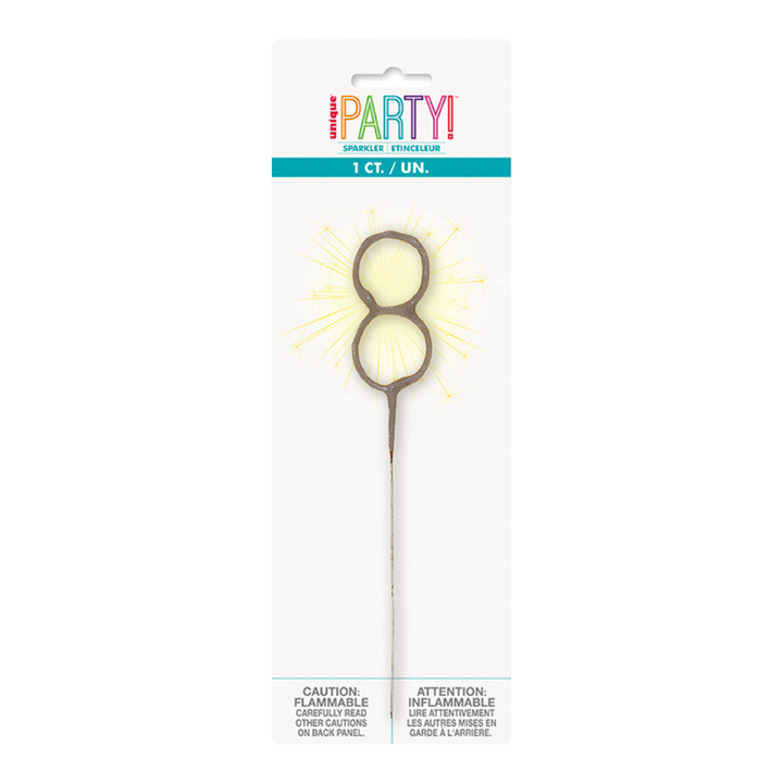 Silver Party Sparklers Number 8 Candle