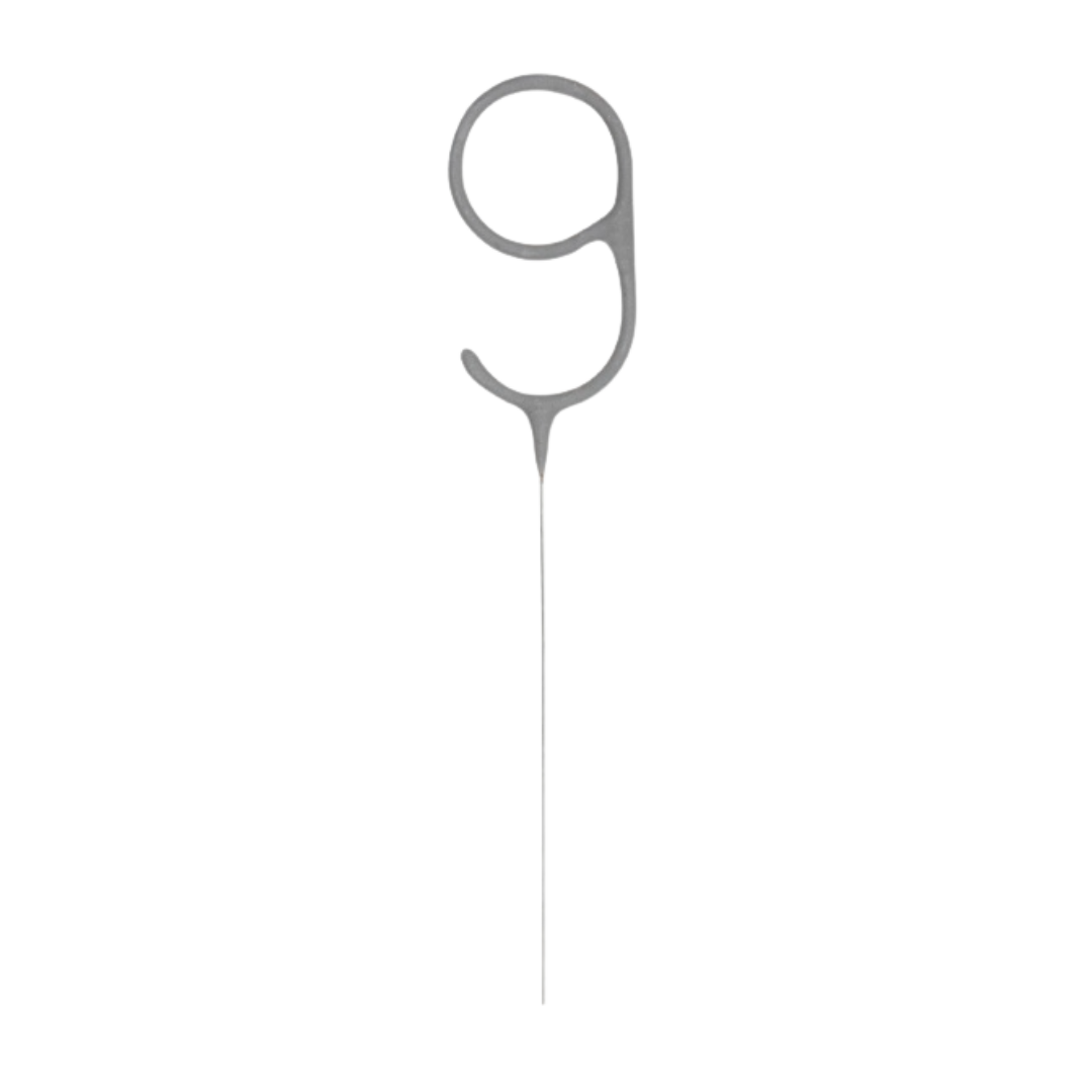 Silver Party Sparklers Number 9 Candle