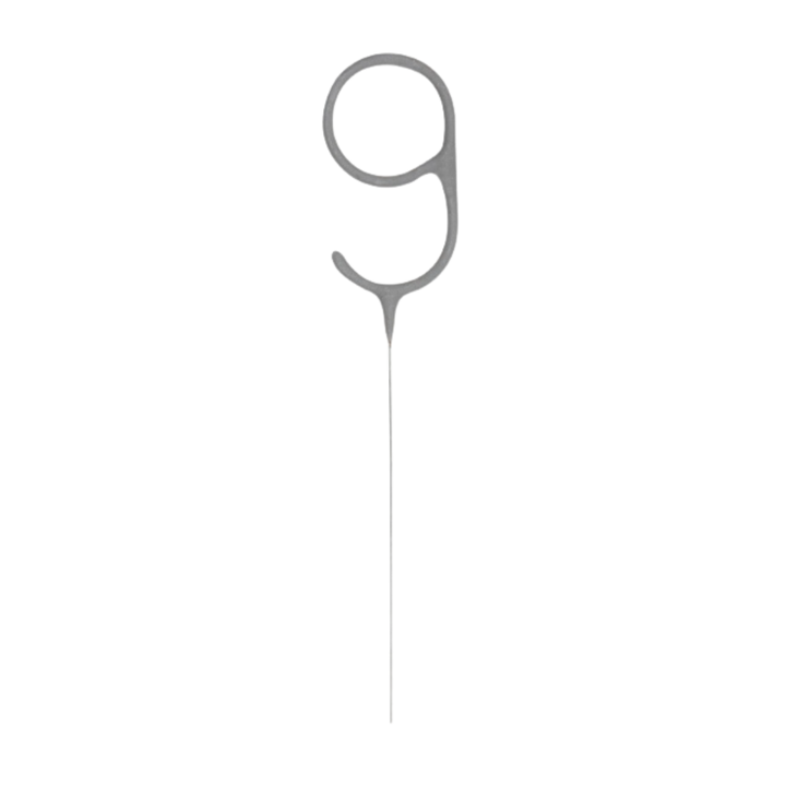 Silver Party Sparklers Number 9 Candle
