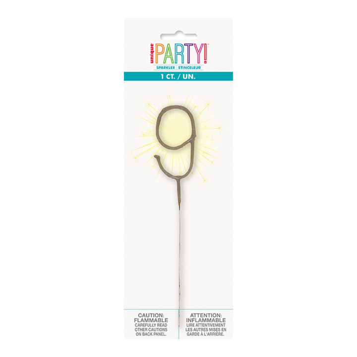Silver Party Sparklers Number 9 Candle