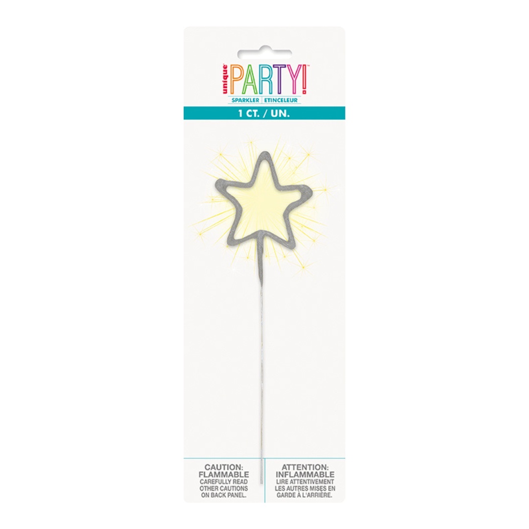 Silver Party Sparklers Star Shaped Candle