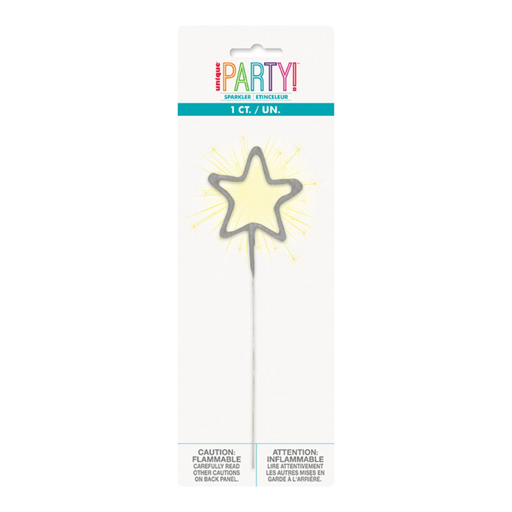 Silver Party Sparklers Star Shaped Candle