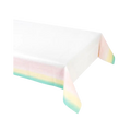 Pastel rainbow table cover with soft edge colors for birthdays from Parte Haus party supply store in Bethesda MD