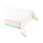 Pastel rainbow table cover with soft edge colors for birthdays from Parte Haus party supply store in Bethesda MD