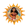 Orange Moana balloon showing Moana in a sunburst shape birthday theme from Parte Haus party supply store in Bethesda MD