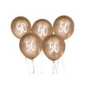 Gold 50th birthday balloons metallic latex for milestone celebration from Parte Haus party supply store in Bethesda MD