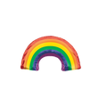 Rainbow foil balloon in an arched shape birthday decoration from Parte Haus party supply store in Bethesda MD