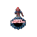 Red blue Spider-Man balloon with Happy Birthday text superhero birthday theme from Parte Haus party supply store in Bethesda MD.
