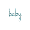 pastel blue script baby balloon stylish foil decor for baby shower from Parte Haus party supply store in Bethesda MD