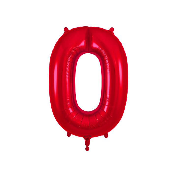 Red Number 0 - 9 Foil Balloon, 34in