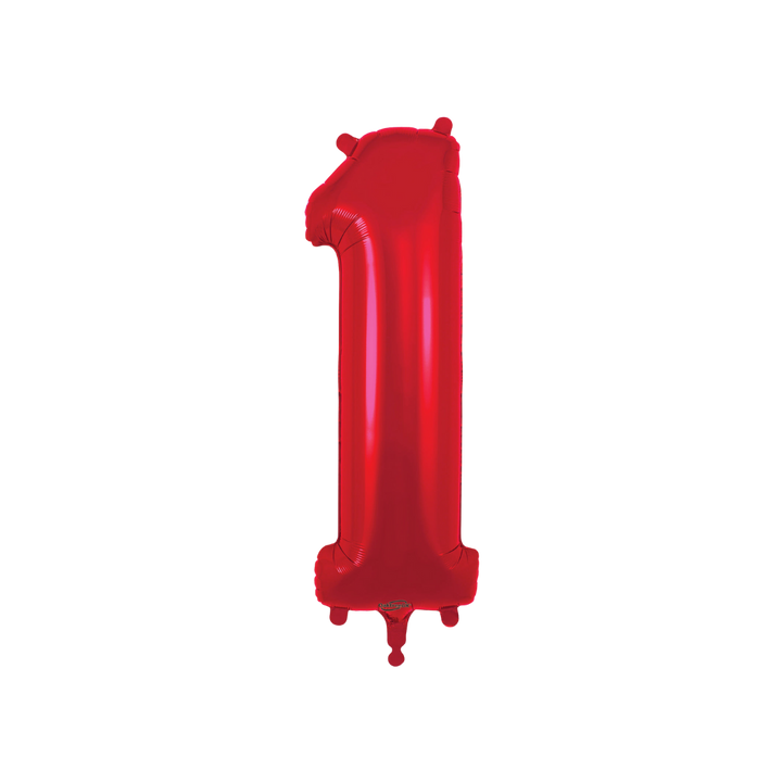 Red Number 0 - 9 Foil Balloon, 34in