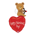 Cupid Bear Happy Valentine's Day Foil Balloon, 44in - Giant