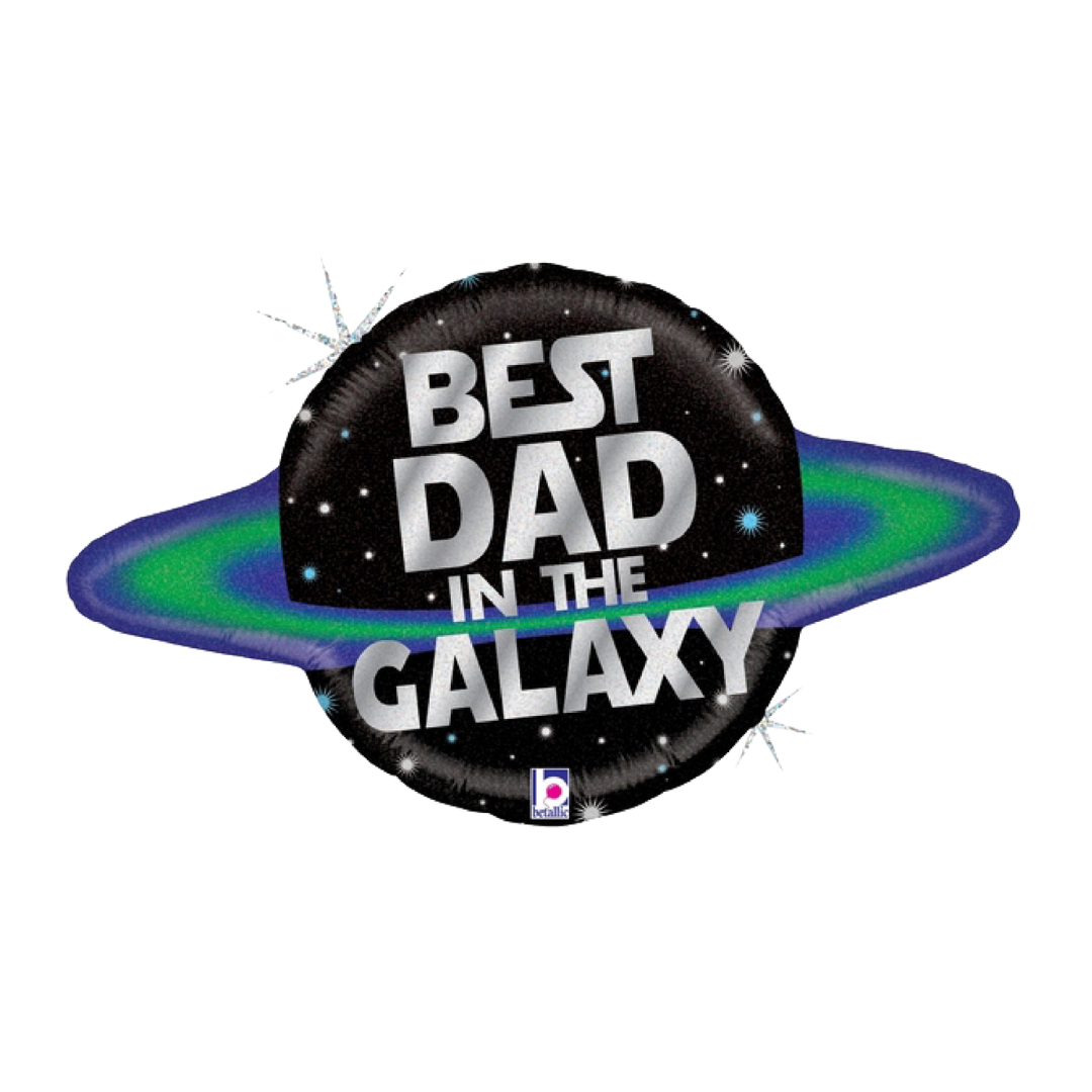 Black And Gray Galactic Best Dad in Galaxy Supershape foil Balloon, 31