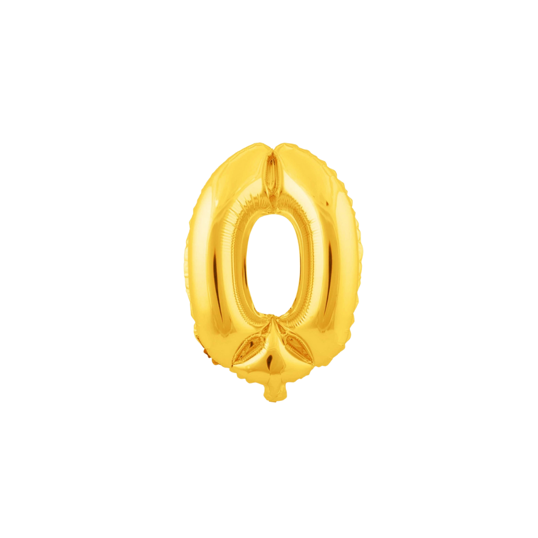 Gold Number 0 - 9 Foil Balloon, 34in