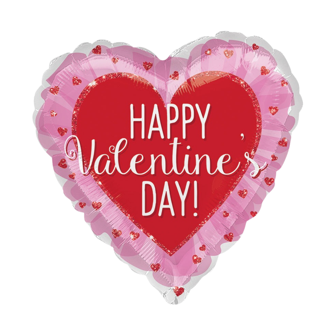 Pink Red Glitter Hearts Valentine’s Day Foil Balloon, 28in