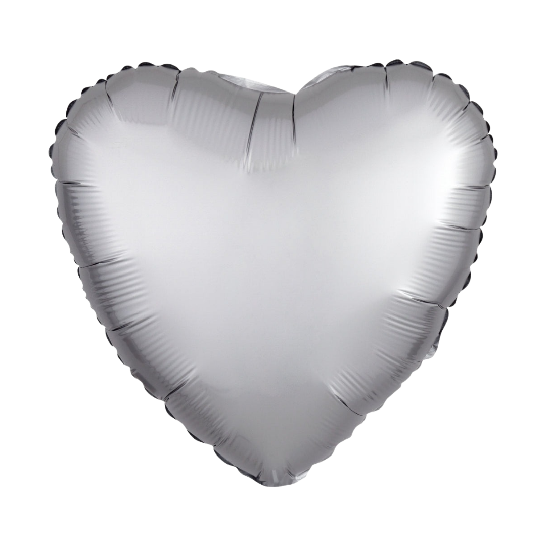 Satin Luxe Platinum Valentine’s Day Heart Foil Balloon, 18in