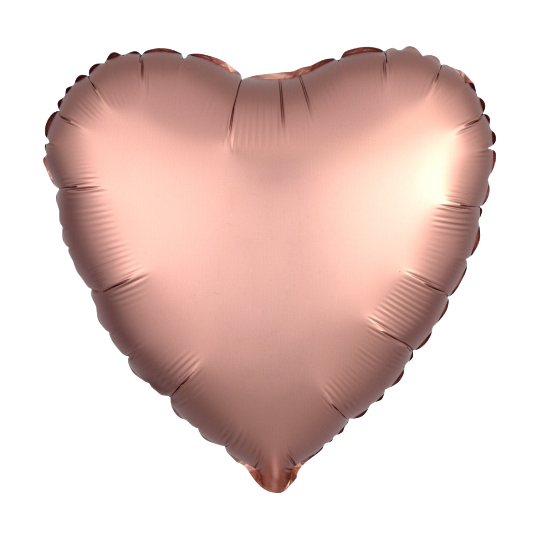 Satin Luxe Rose Copper Valentine’s Day Heart Foil Balloon, 18in