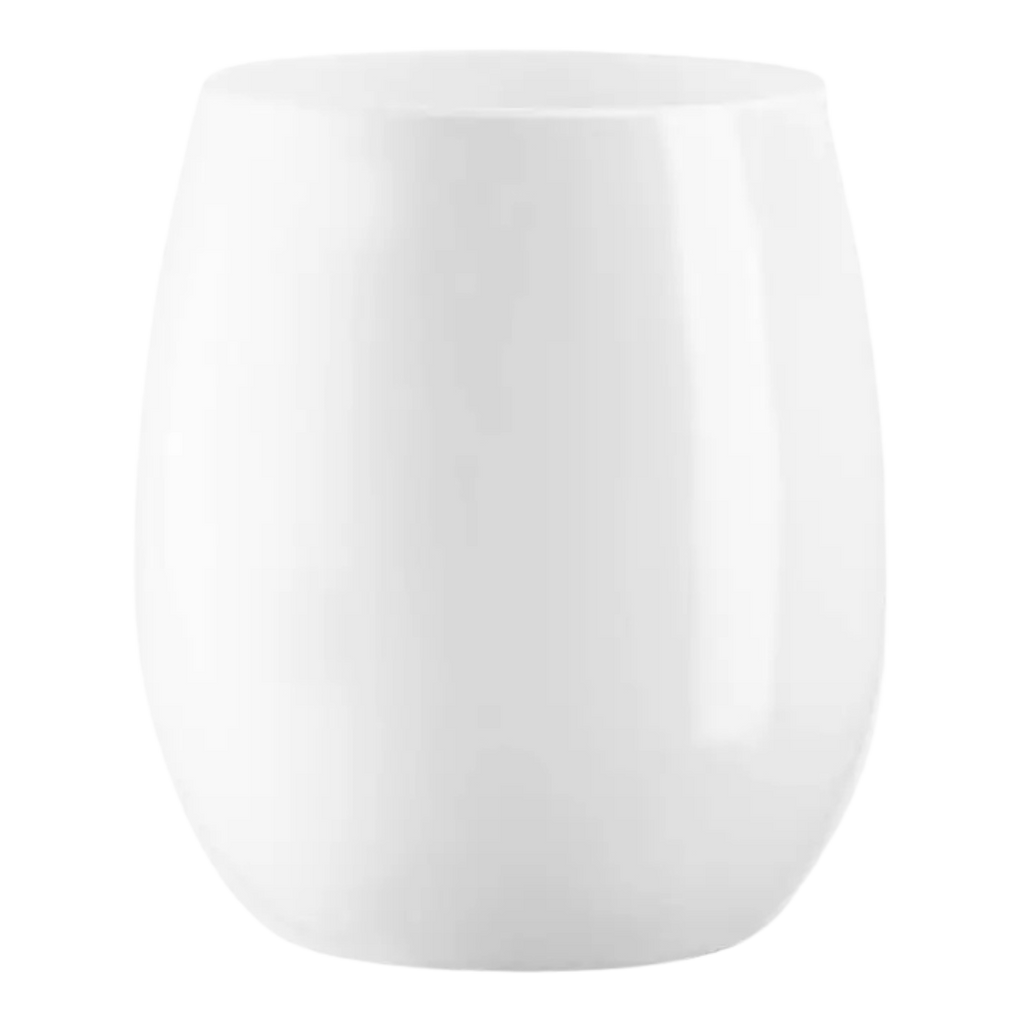 White plastic stemless wine glass for celebrations from Parte Haus party supply store in Bethesda MD