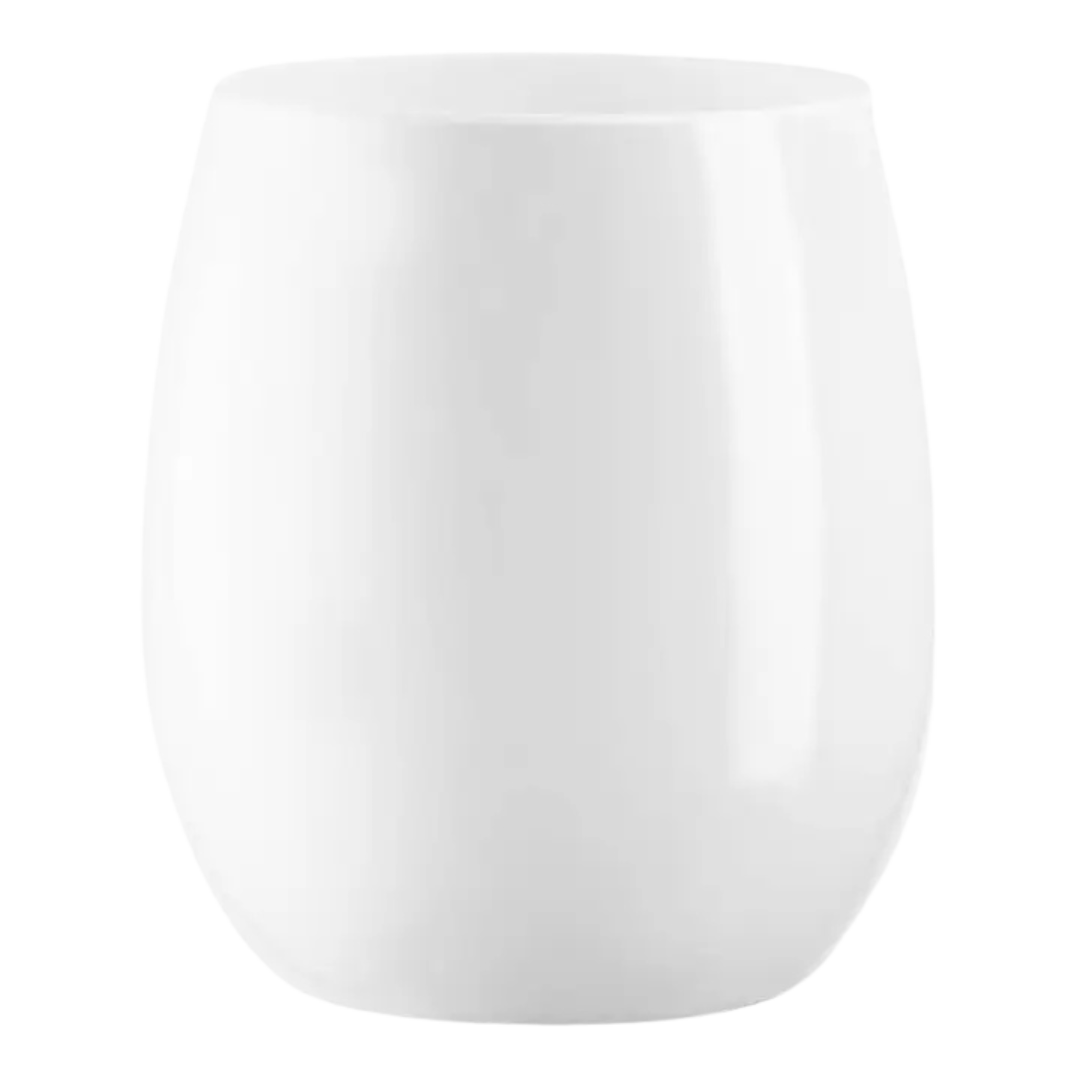 White plastic stemless wine glass for celebrations from Parte Haus party supply store in Bethesda MD