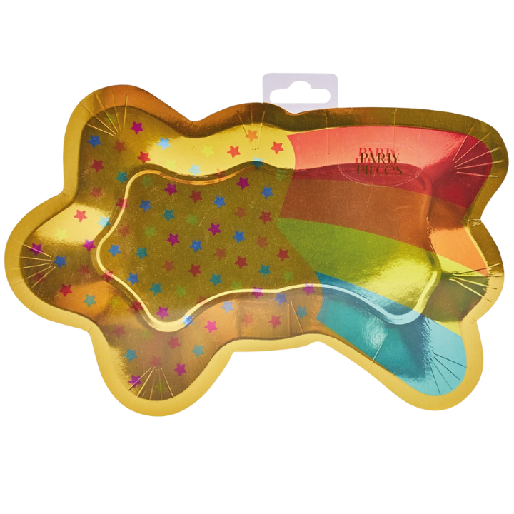 Gold and Rainbow Shooting Star Shaped Large Dinner Plates