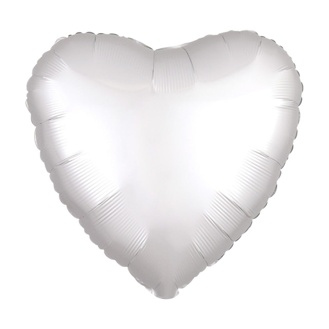 Satin Luxe White Valentine’s Day Heart Foil Balloon, 18in