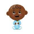 Brown baby boy foil balloon smiling and holding bottle baby shower from Parte Haus party supply store in Bethesda MD