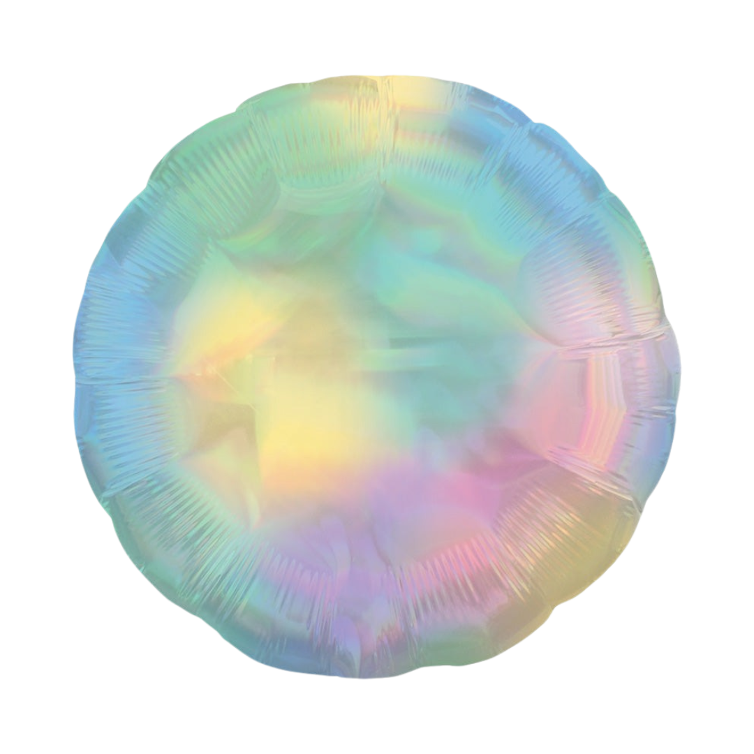 Iridescent round balloon with shiny pastel color finish birthday decor from Parte Haus party supply store in Bethesda MD