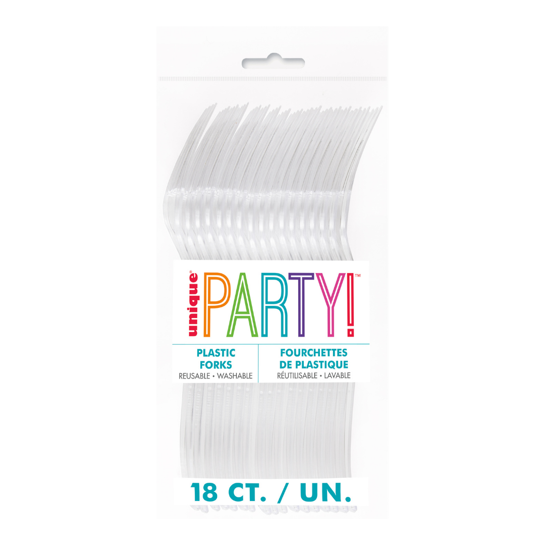Clear Solid Plastic Forks - 18 pcs