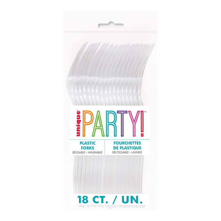 Clear Solid Plastic Forks - 18 pcs