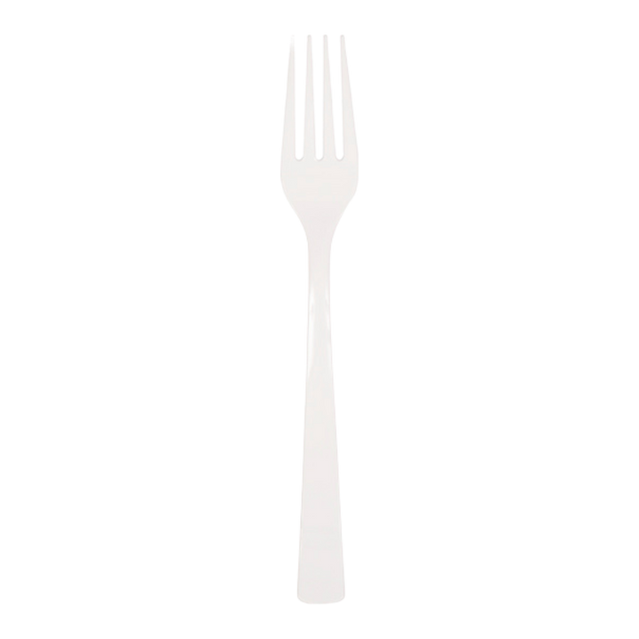 White Solid Plastic Forks - 18 pcs