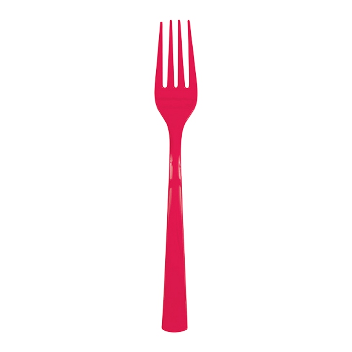 Ruby Red Solid Plastic Forks - 18 pcs