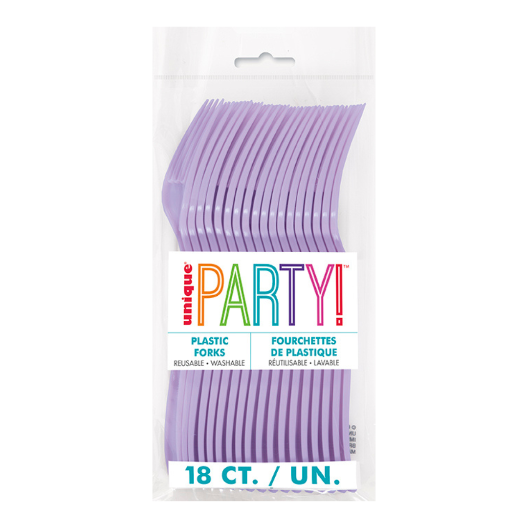 Lavender Solid Plastic Forks - 18 pcs