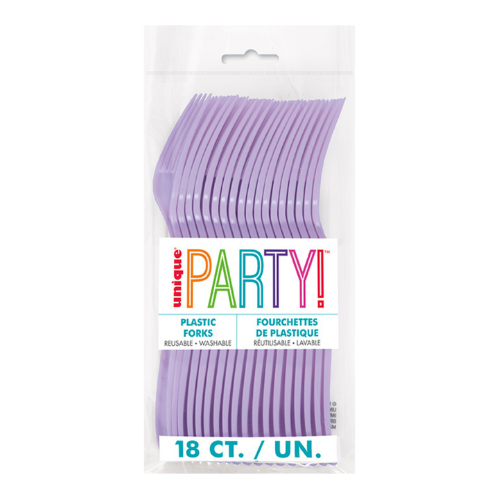 Lavender Solid Plastic Forks - 18 pcs