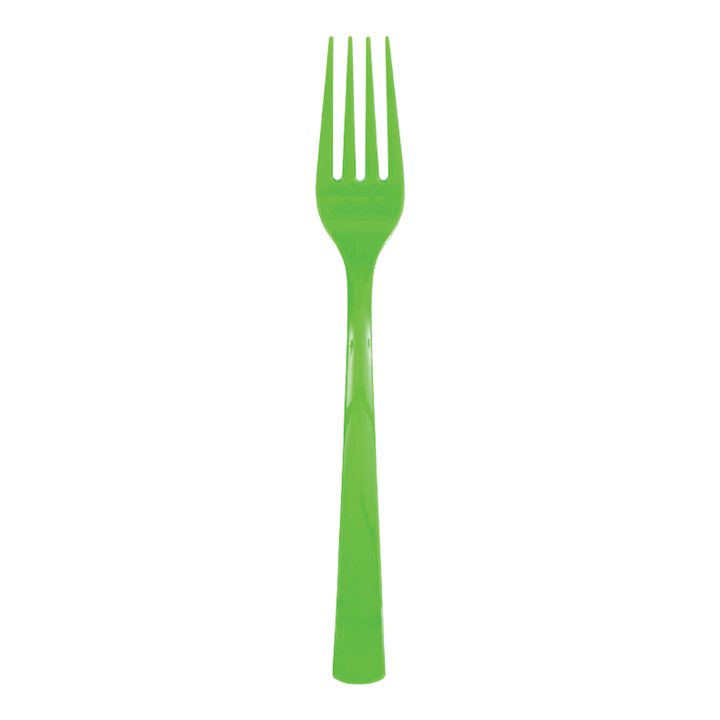 Lime Green Solid Plastic Forks - 18 pcs