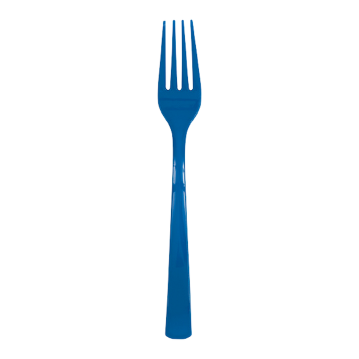 Royal Blue Solid Plastic Forks - 18 pcs