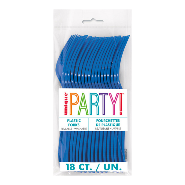 Royal Blue Solid Plastic Forks - 18 pcs