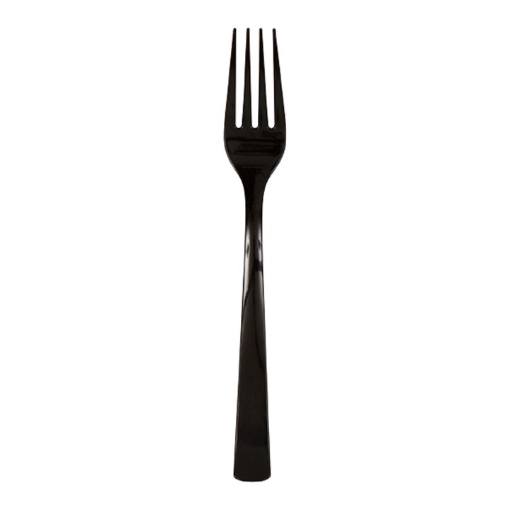 Midnight Black Solid Plastic Forks - 18 pcs