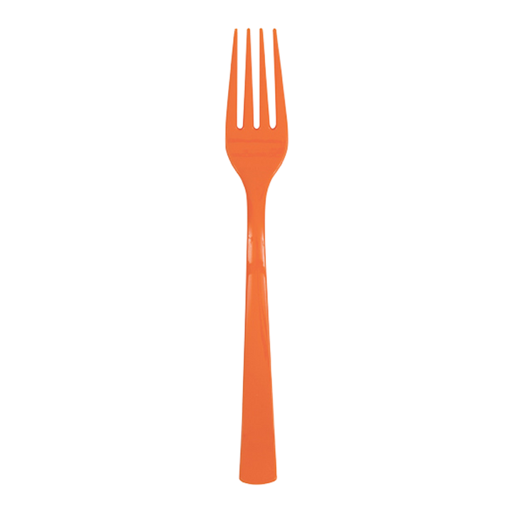 Pumpkin Orange Solid Plastic Forks - 18 pcs