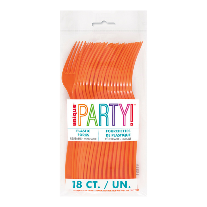 Pumpkin Orange Solid Plastic Forks - 18 pcs