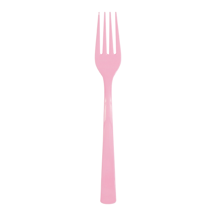 Lovely Pink Solid Plastic Forks - 18 pcs