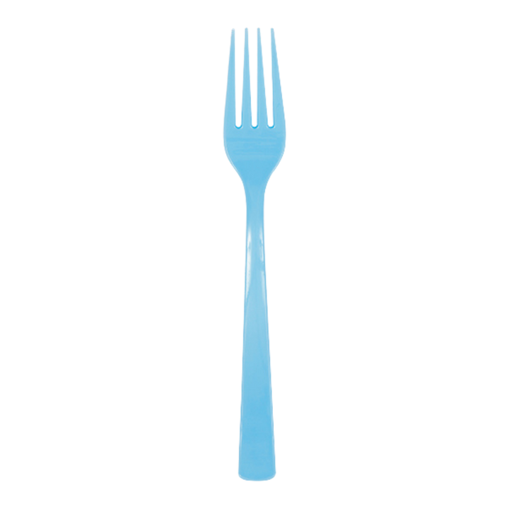 Powder Blue Solid Plastic Forks - 18 pcs