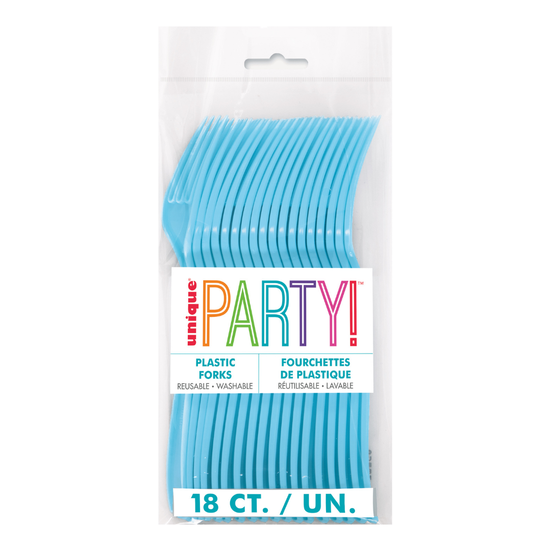 Powder Blue Solid Plastic Forks - 18 pcs