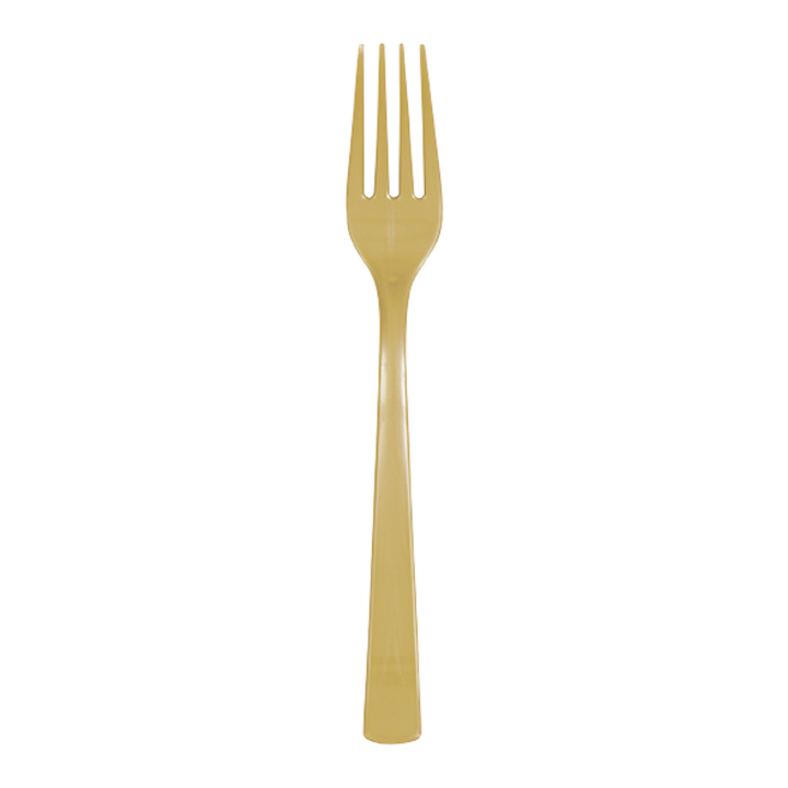 Gold Solid Plastic Forks - 18 pcs